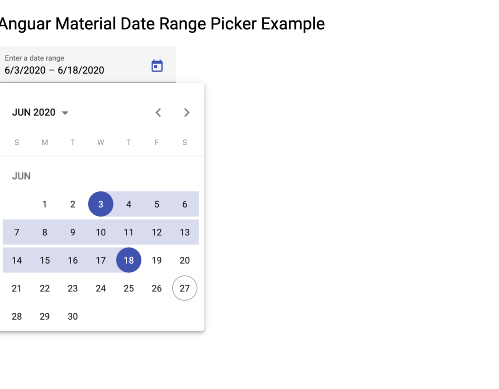 Angular Material Date Range Picker Example